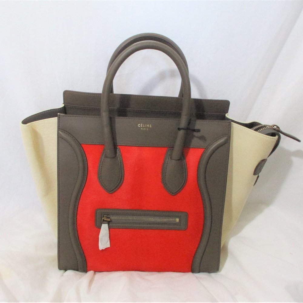 NEW CELINE PARIS ITALY Python Leather MINI LUGGAGE BRICK Tote Bag NWT